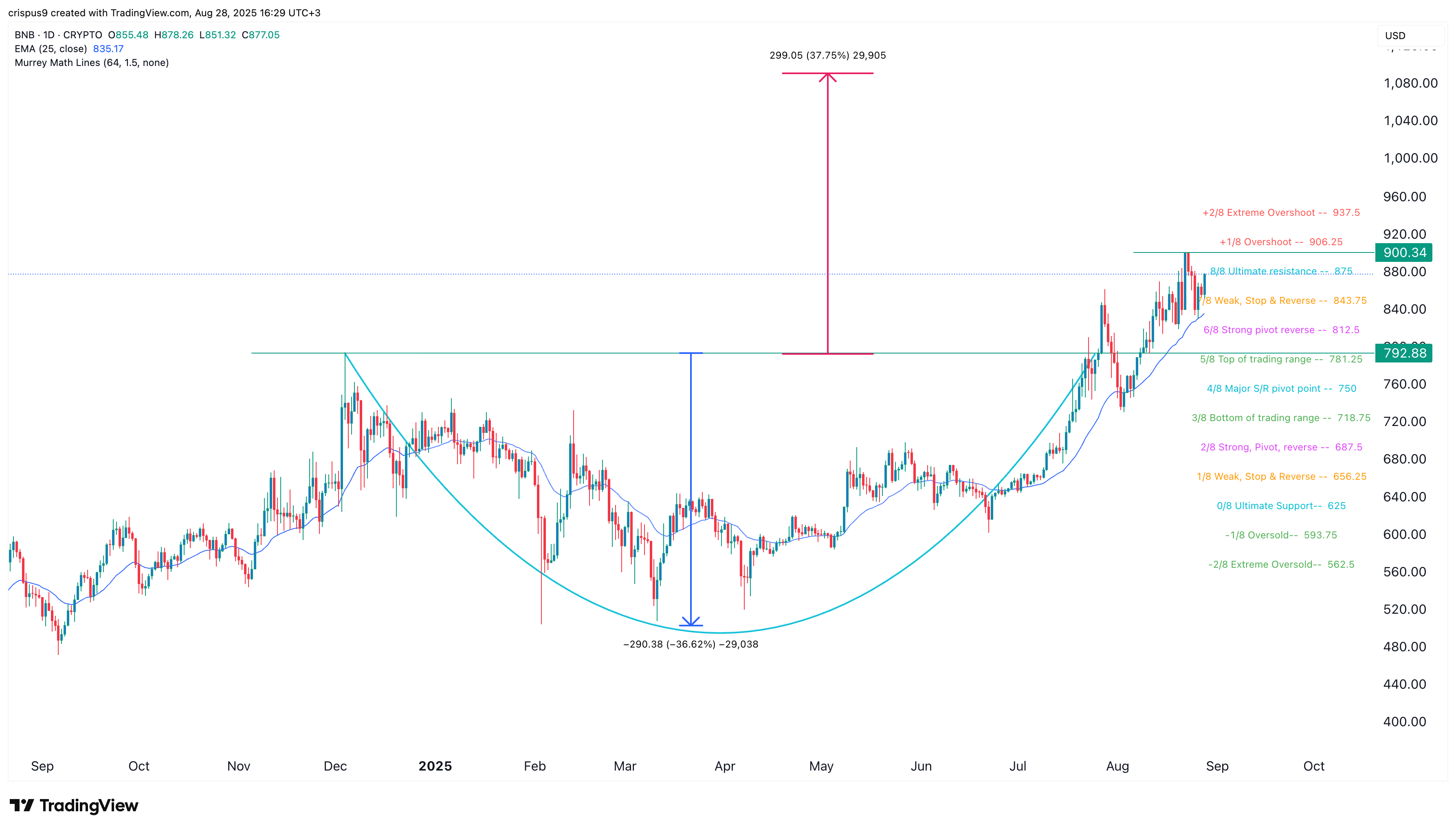 نمودار قیمت بایننس کوین | صعود تا 1000 دلار